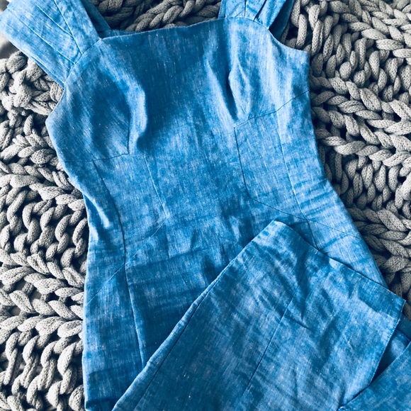 Asos denim blue midi dress 6 seamed sweetheart - Picture 3 of 5